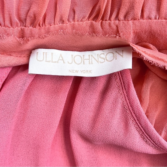 Ulla Johnson Noelle Dahlia Coral Silk Long Sleeve Wedding Guest Midi Dress Sz 2 - Picture 9 of 17